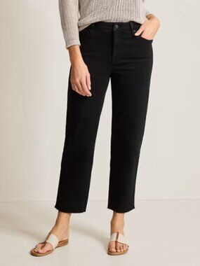 Tommy Bahama High‑Rise Crop Straight‑Leg Jeans – Black, Size 16 Island Palms